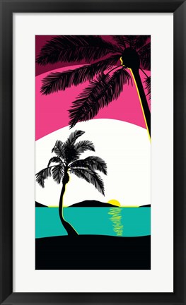 Framed Pink Sunset Surf Panel Print