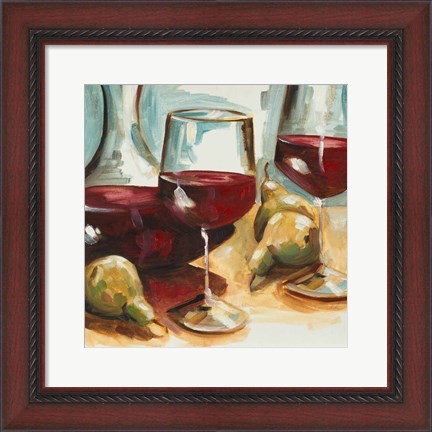 Framed Red Wine and Pears Print