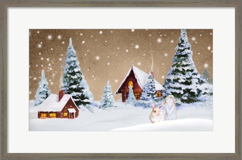 Framed Christmas Village Print