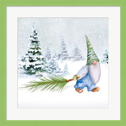 Framed Gnomes on Winter Holiday I Print