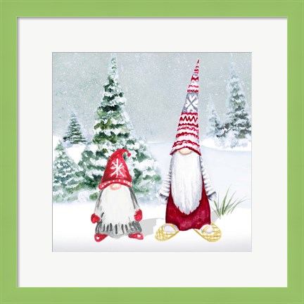 Framed Gnomes on Winter Holiday II Print