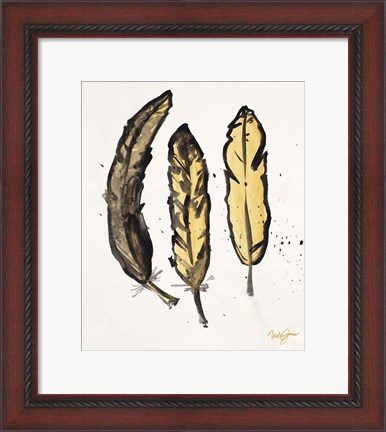 Framed Golden Feathers I Print