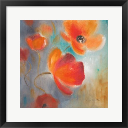 Framed Scarlet Poppies in Bloom I Print