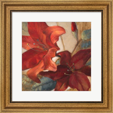 Framed Crimson Fleurish I Print