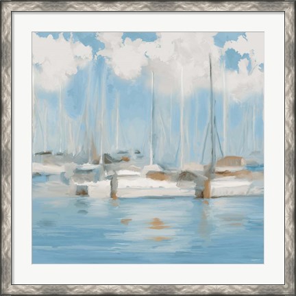 Framed Golf Harbor Boats I Print