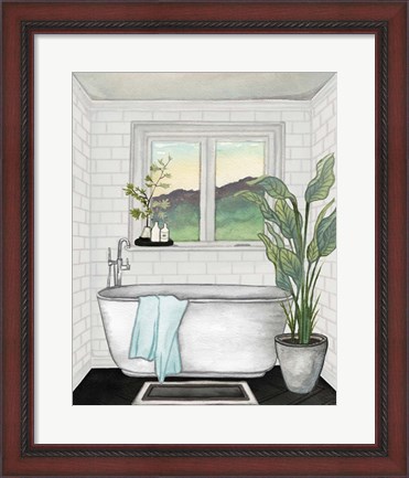 Framed Modern Black and White Bath I Print