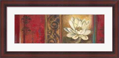 Framed Red Eclecticism with Water Lily Print