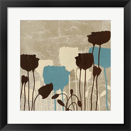Framed Floral Simplicity III (blue) Print