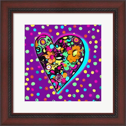 Framed Neon Hearts of Love I Print