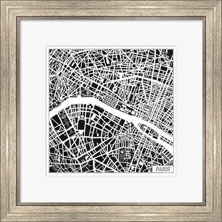 Framed Paris Map Black Print