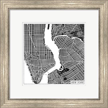 Framed New York Map Black Print