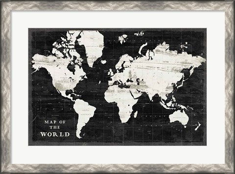 Framed World Map Black Print