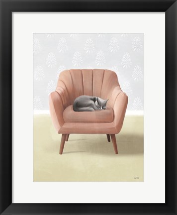 Framed Nap Time Gray Cat Print