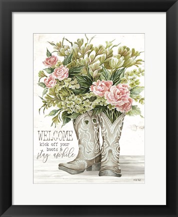 Framed Welcome Kick Off Your Boots Print