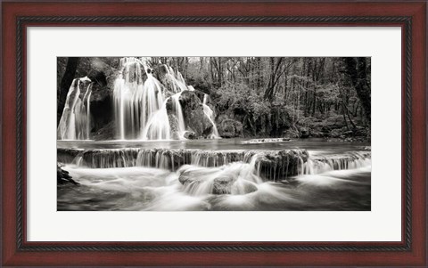 Framed Waterfall in a forest (BW) Print