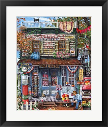 Framed Hanging Out At The General Store Print
