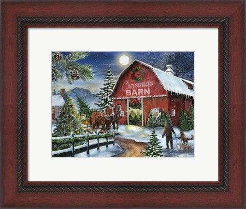 Framed Christmas Barn Print
