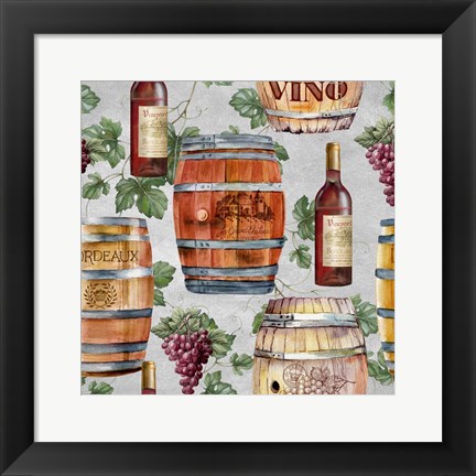 Framed Wine Barrel Repeat Print