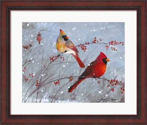 Framed Winter Cardinals Print