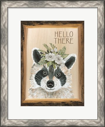 Framed Hello There Raccoon Print