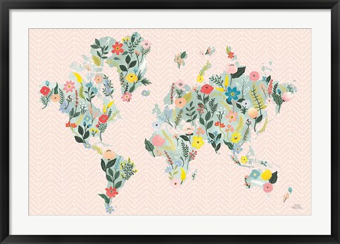 Framed Wild Garden World Blush Print