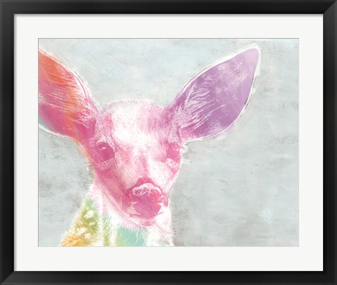 Framed Portrait of a Fawn rainbow Print