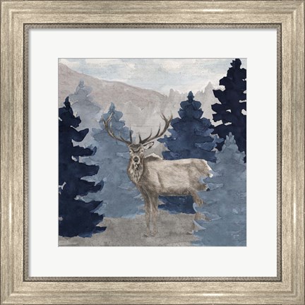 Framed Blue Cliff Mountains scene III-Elk Print