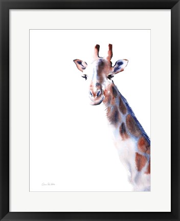 Framed Copper and Blue Giraffe Print