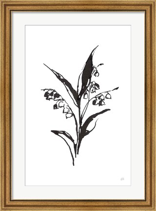 Framed Line Lily of the Valley I Print
