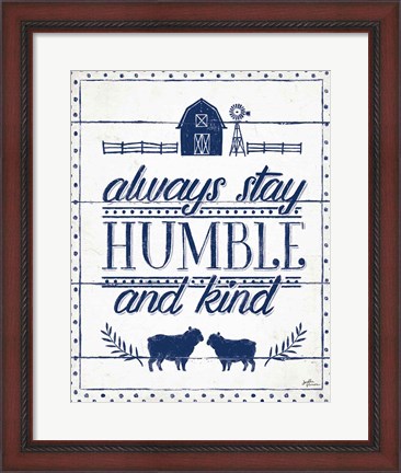 Framed Country Thoughts IV Indigo White Print