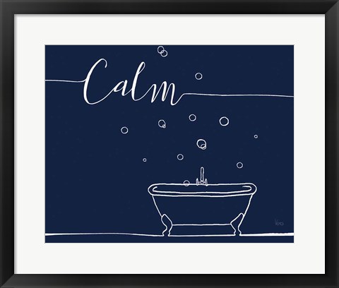 Framed Underlined Bath VI Navy Print