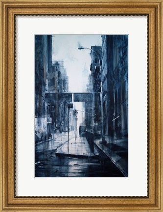 Framed Lower Broadway, rain Print