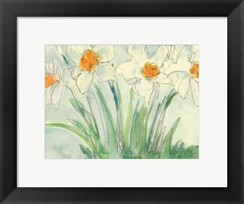 Framed Daffodils Orange and White II Print
