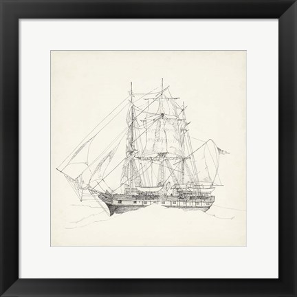 Framed Antique Ship Sketch II Print