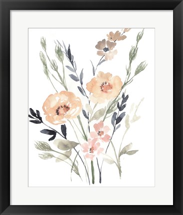 Framed Peach &amp; Paynes Bouquet II Print