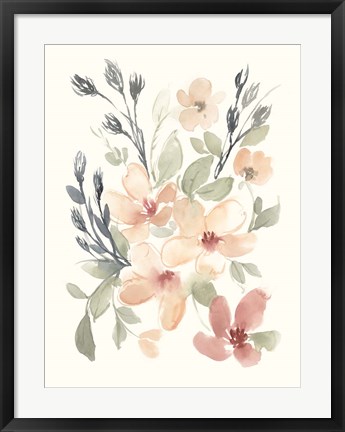 Framed Peachy Pink Blooms I Print