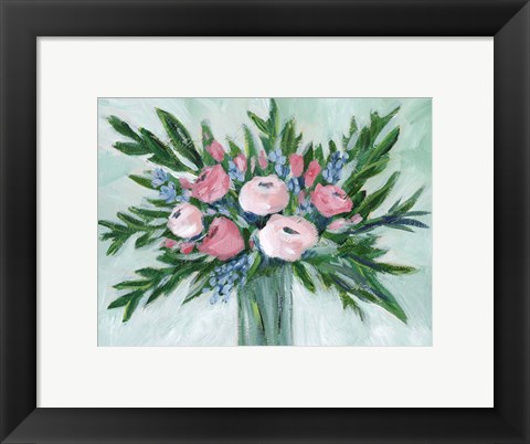 Framed Pink Rosette Bouquet I Print