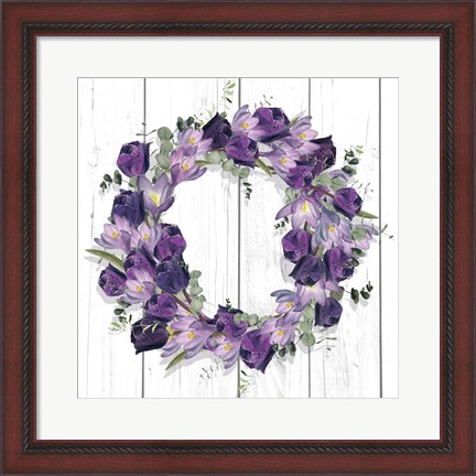 Framed Purple Tulip Wreath I Print