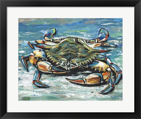 Framed Blue Palette Crab I Print
