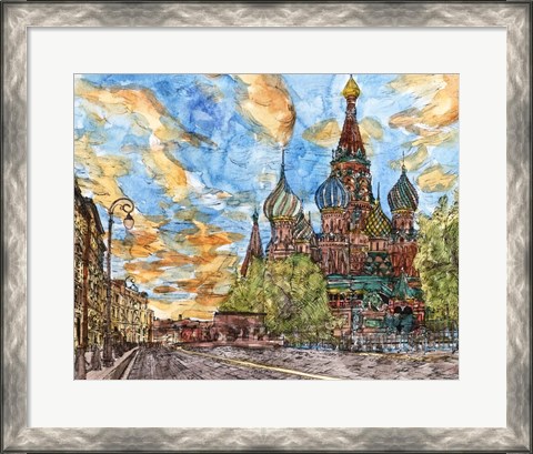 Framed Russia Temple I Print
