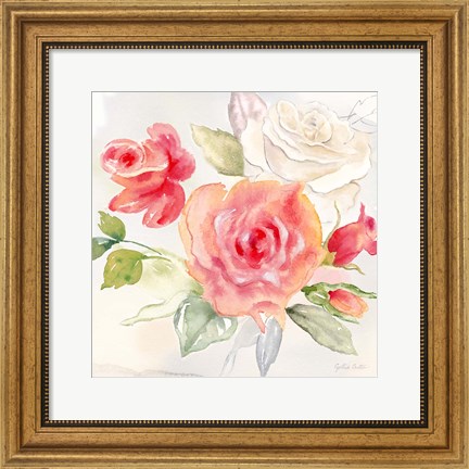 Framed Garden Roses II Print