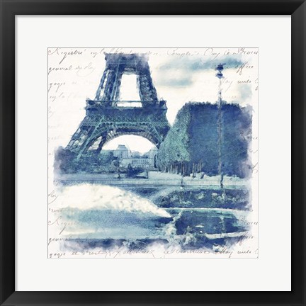 Framed Paris in Blue I Print
