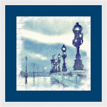 Framed Paris in Blue II Print