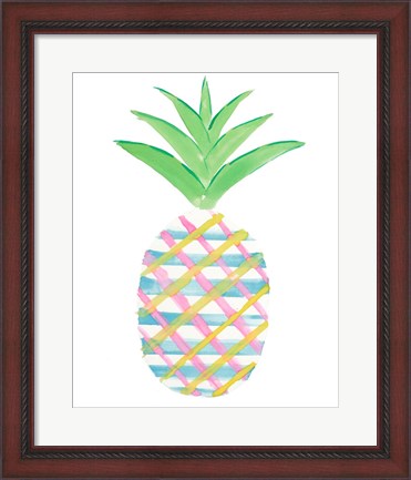 Framed Punched Up Pineapple I Print