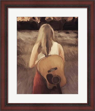 Framed Traveling With My Guitar Print