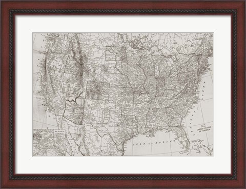 Framed Natural US Map Print