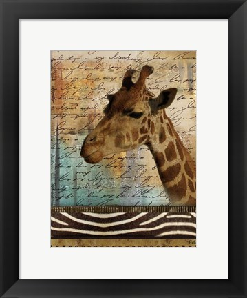 Framed Madagascar Safari with Blue I (Giraffe) Print