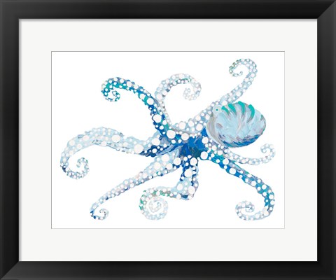 Framed Azul Dotted Octopus II Print
