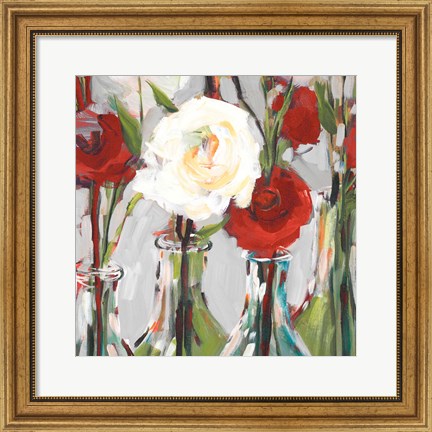 Framed Red Romantic Blossoms II Print