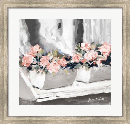 Framed Pink Floral Window Print